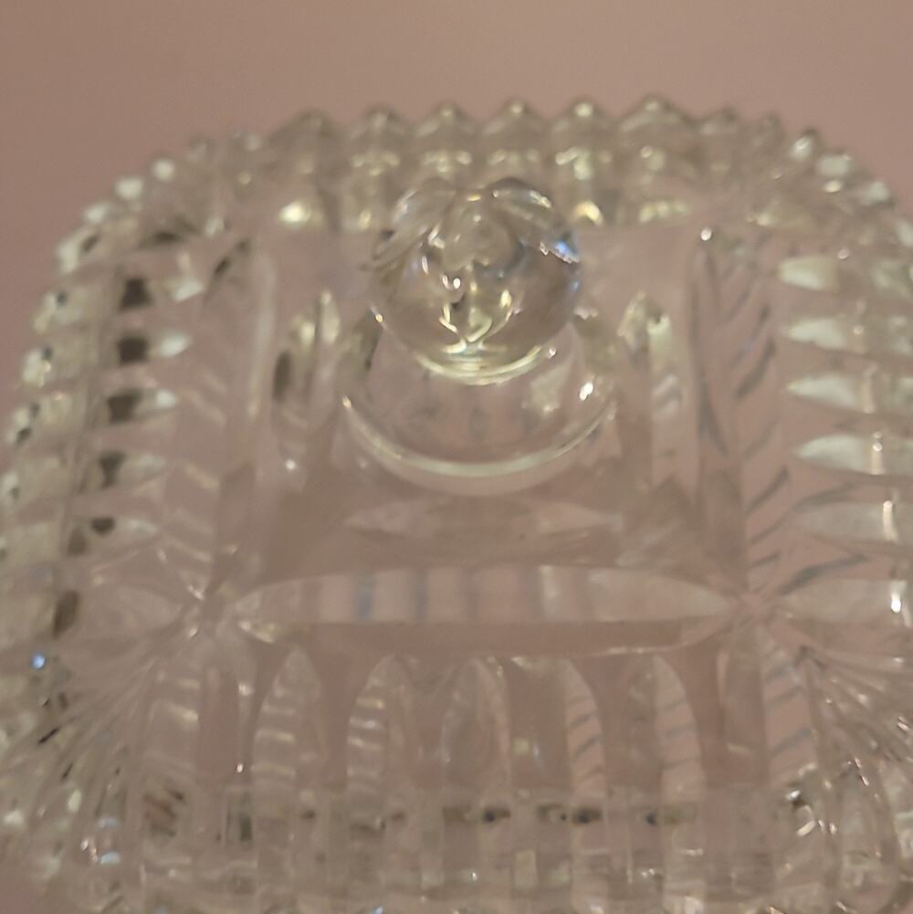 Clear Glass Square Covered Candy Dish Bowl with Lid, 2-Piece Bowl & Lid Set